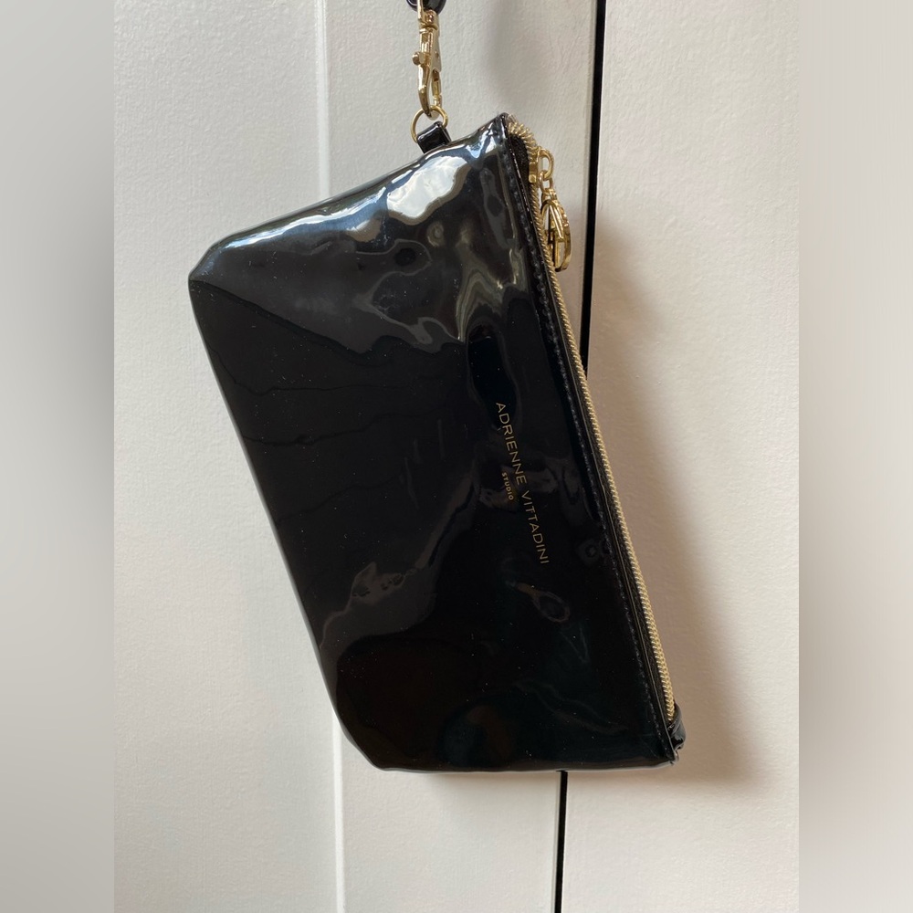 Adrienne Vittadini Studio phone charging wristlet, black patent leather